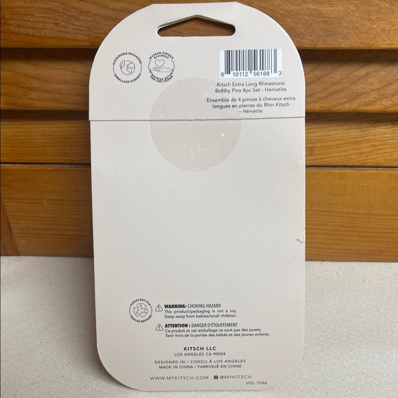 Kitsch Rhinestone Bobby Pins – Black Metal with Silver Sparkle (4pc) - Picture 4 of 12